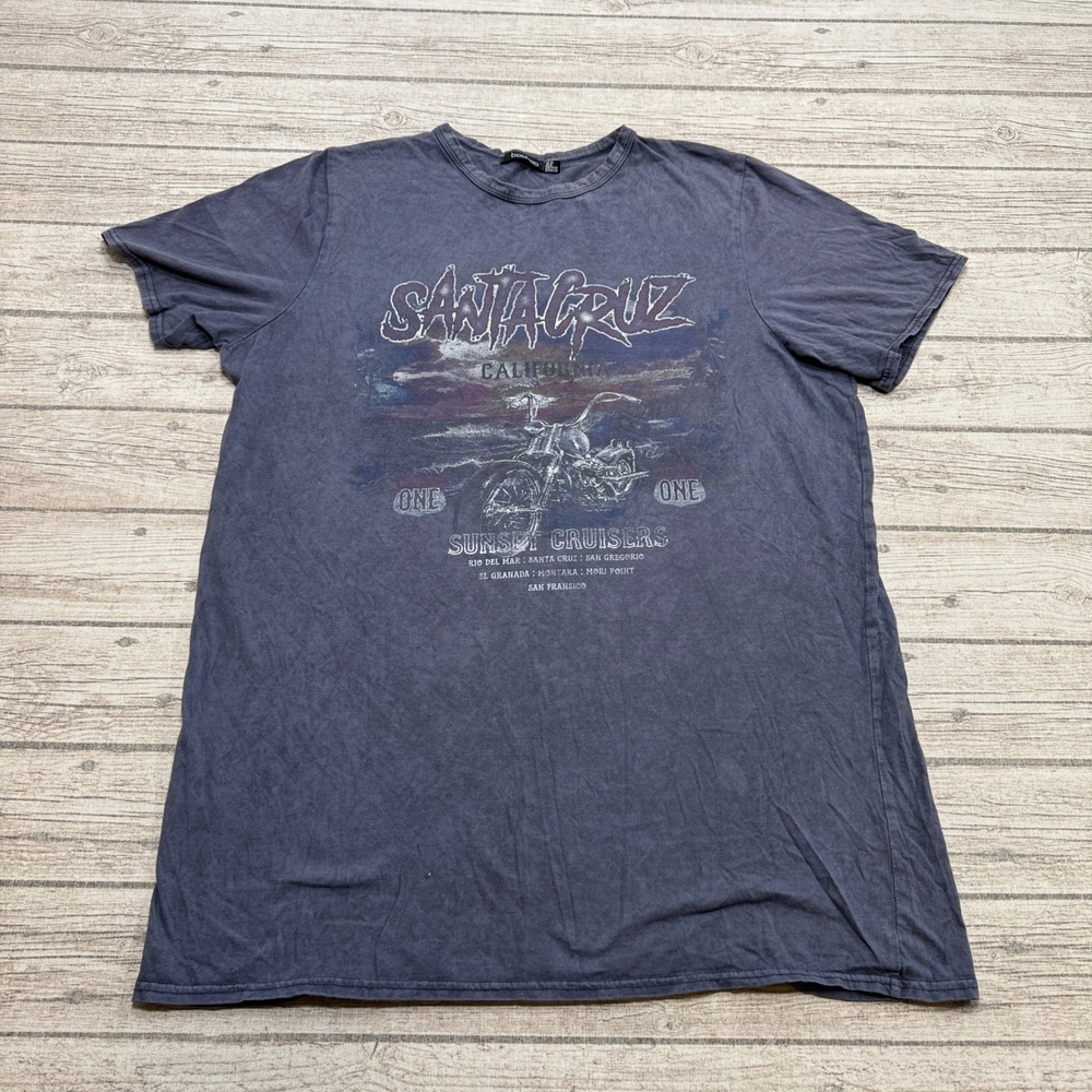 Boohoo T-Shirt Women's 8 Blue Graphic Short Sleeve Relaxed Fit Streetwear Retro